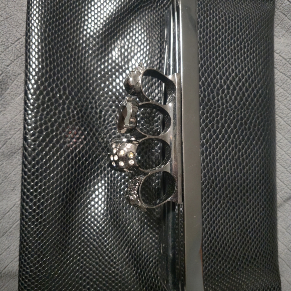 Elegant Black Clutch with Silver Accents